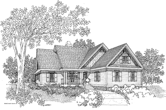 Exterior - Front Elevation 3 for Ranch House Plan #929-560 - 3 bed, 2 bath