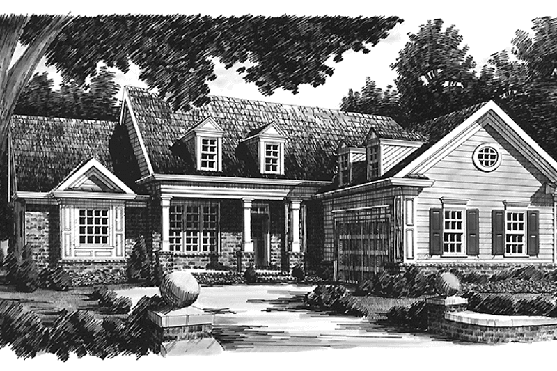 House Blueprint - Exterior - Front Elevation 3 for Colonial House Plan #927-788 - 3 bed, 2 bath