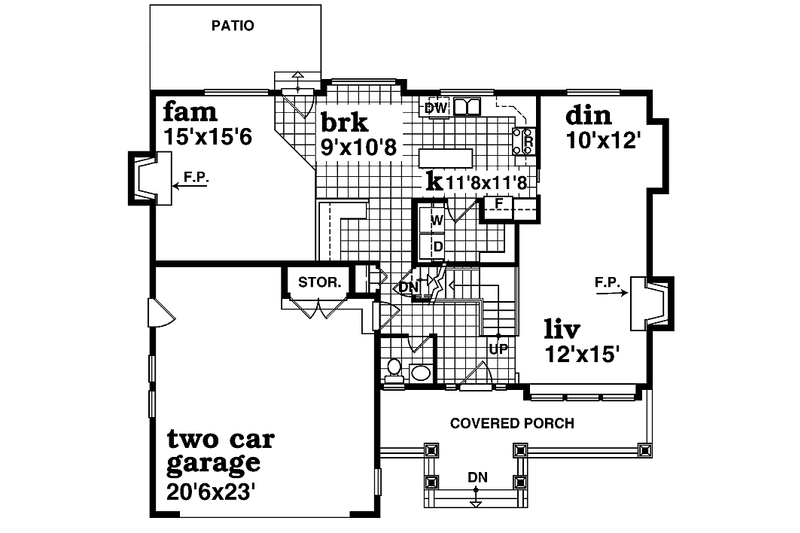 House Blueprint - Floor Plan - Main Floor for Craftsman House Plan #47-911 - 4 bed, 2.5 bath