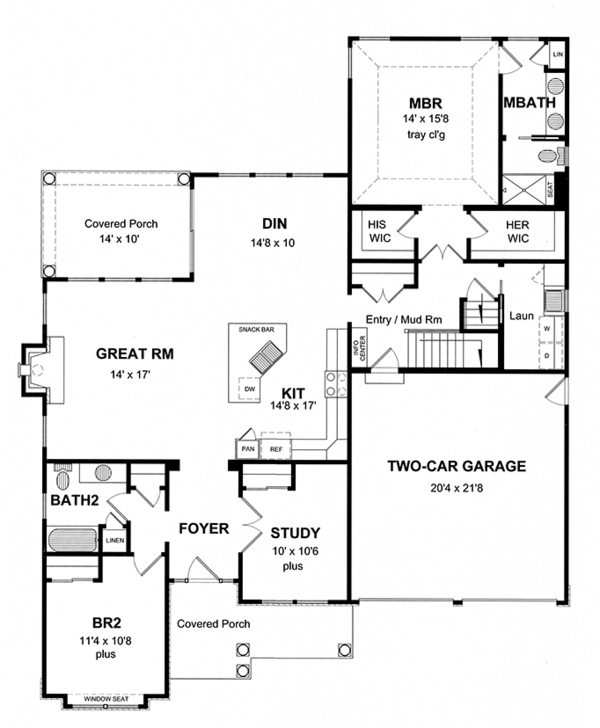 Architectural House Design - Craftsman Floor Plan - Main Floor Plan #316-274