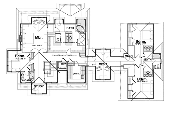 Floor Plan - Upper Floor for Craftsman House Plan #928-32 - 4 bed, 3.5 bath