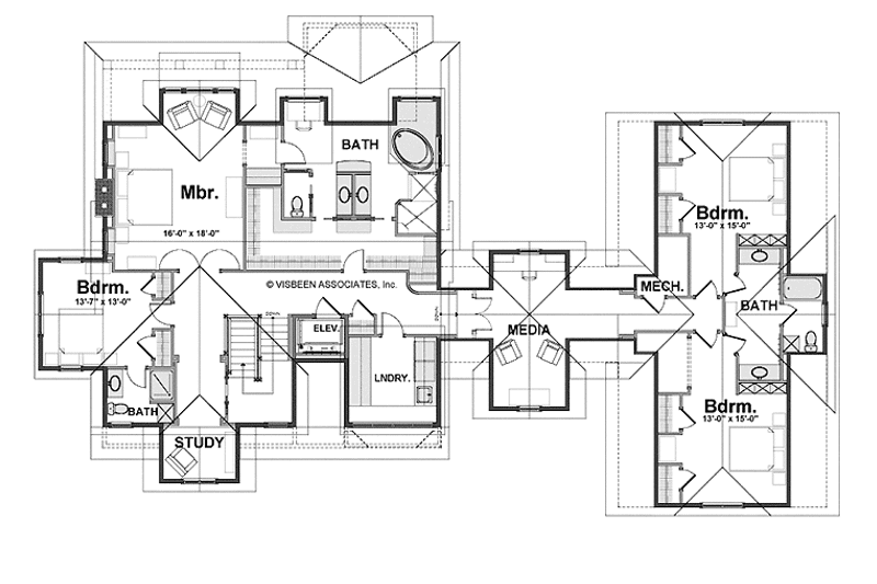 House Design - Floor Plan - Upper Floor for Craftsman House Plan #928-32 - 4 bed, 3.5 bath