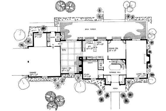 Floor Plan - Main Floor for Country House Plan #72-612 - 4 bed, 2 bath