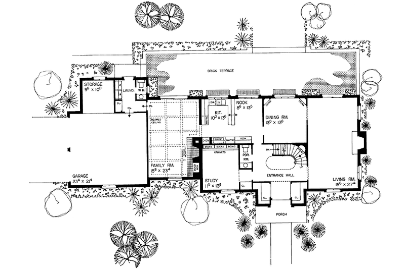 House Blueprint - Floor Plan - Main Floor for Country House Plan #72-612 - 4 bed, 2 bath