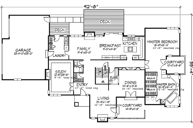 Home Plan - Floor Plan - Main Floor for Prairie House Plan #320-1115 - 4 bed, 3.5 bath