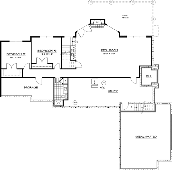 House Plan Design - Ranch Floor Plan - Lower Floor Plan #51-673