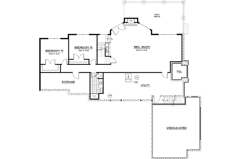 Home Plan - Floor Plan - Lower Floor for Ranch House Plan #51-673 - 3 bed, 2.5 bath
