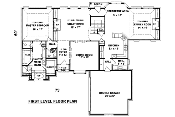 Floor Plan - Main Floor for European House Plan #81-1202 - 4 bed, 3.5 bath