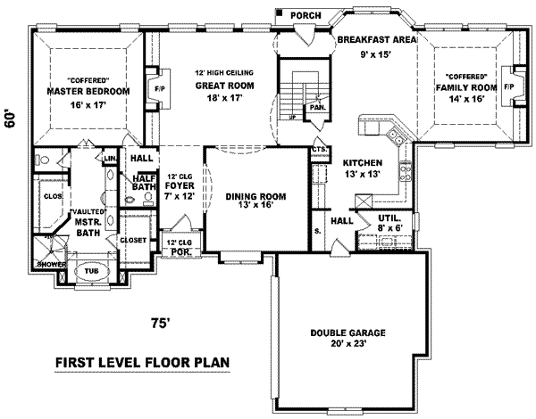 Floor Plan - Main Floor for European House Plan #81-1202 - 4 bed, 3.5 bath