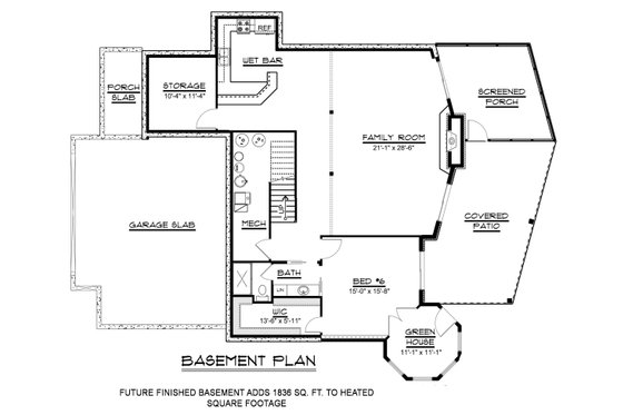 Floor Plan - Lower Floor for Craftsman House Plan #1064-11 - 5 bed, 3.5 bath