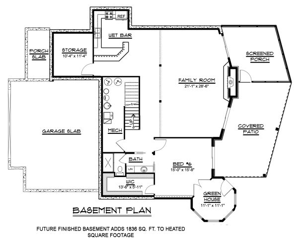 Architectural House Design - Craftsman Floor Plan - Lower Floor Plan #1064-11