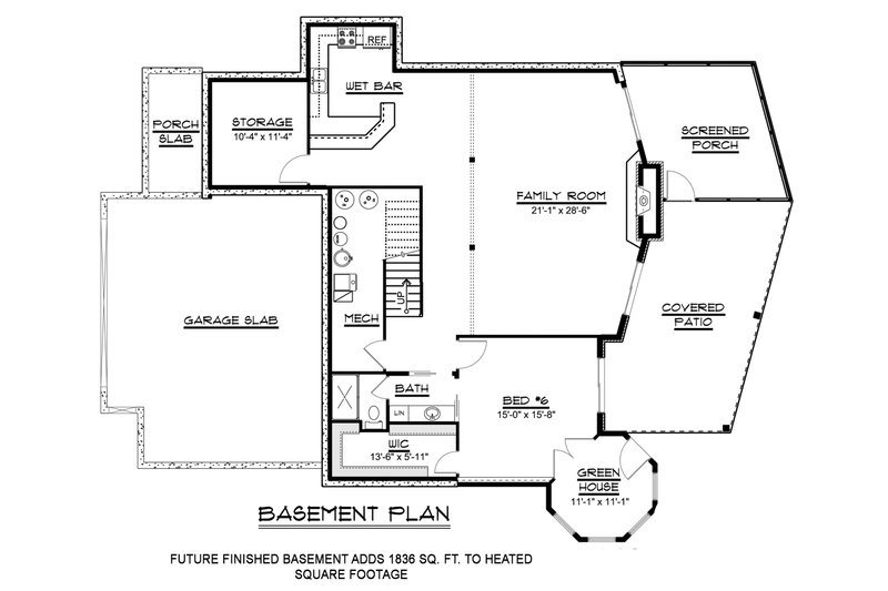 House Blueprint - Floor Plan - Lower Floor for Craftsman House Plan #1064-11 - 5 bed, 3.5 bath