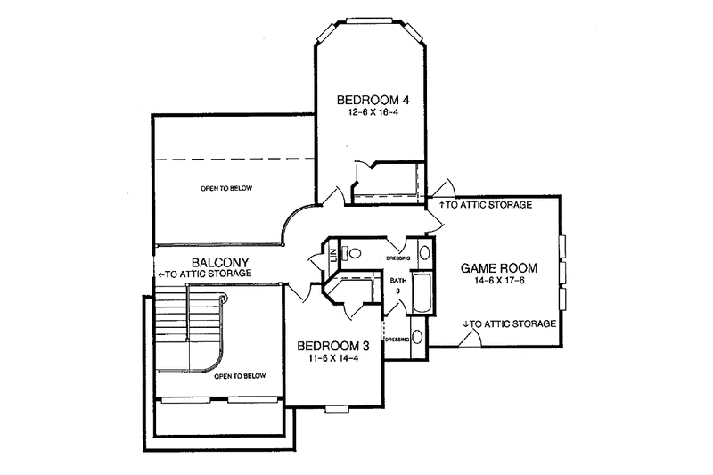 House Blueprint - Floor Plan - Upper Floor for Mediterranean House Plan #952-102 - 4 bed, 3.5 bath