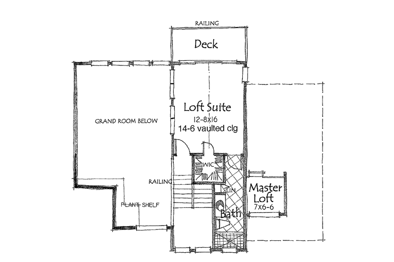 House Blueprint - Floor Plan - Upper Floor for Country House Plan #1007-18 - 2 bed, 2.5 bath