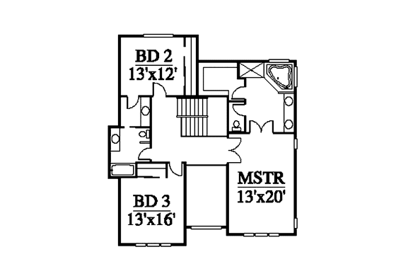 Floor Plan - Upper Floor for Contemporary House Plan #951-8 - 4 bed, 3.5 bath