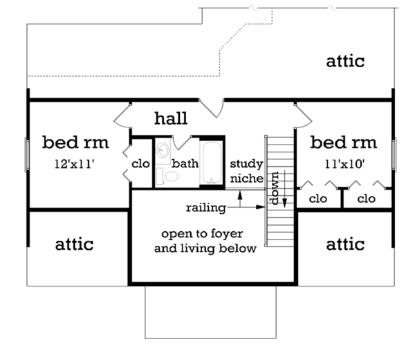 Home Plan - Traditional Floor Plan - Upper Floor Plan #45-490