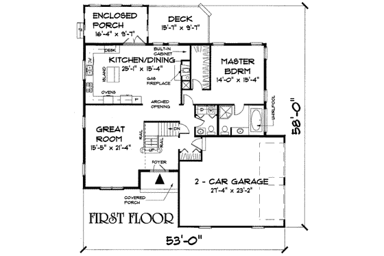 Floor Plan - Main Floor for Traditional House Plan #75-115 - 3 bed, 2.5 bath