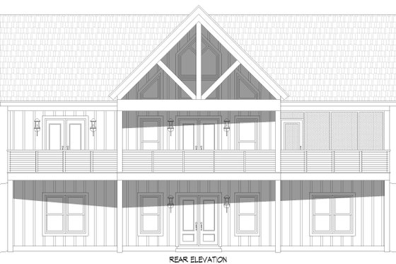 Exterior - Rear Elevation 3 for Country House Plan #932-1350 - 3 bed, 2 bath