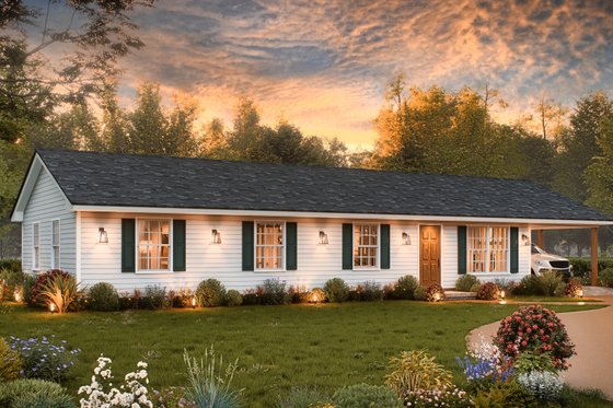 Exterior - Front Elevation 3 for Bungalow House Plan #54-604 - 4 bed, 2 bath