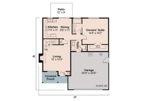 Floor Plan - Main Floor for Farmhouse House Plan #124-538 - 4 bed, 2 bath