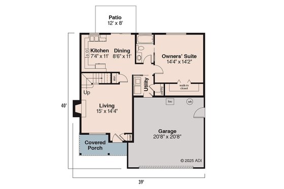 Floor Plan - Main Floor for Farmhouse House Plan #124-538 - 4 bed, 2 bath