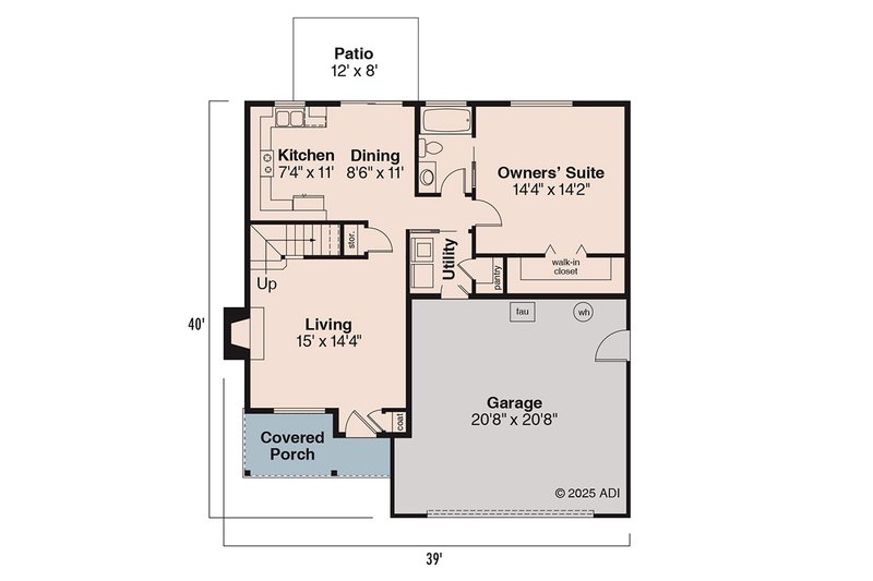 Home Plan - Floor Plan - Main Floor for Farmhouse House Plan #124-538 - 4 bed, 2 bath