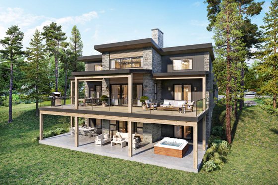 Exterior - Front Elevation for Modern House Plan #924-32 - 3 bed, 3 bath