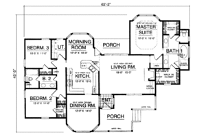 Floor Plan - Main Floor for Country House Plan #40-337 - 3 bed, 2 bath