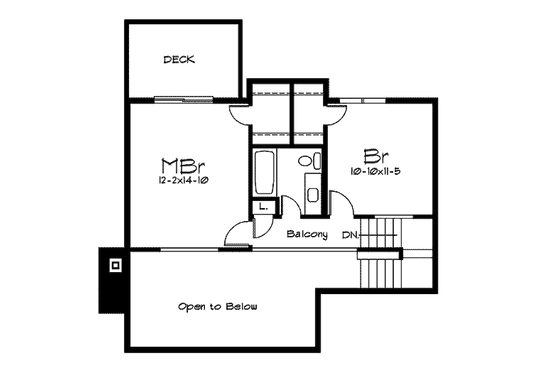 Floor Plan - Upper Floor for Contemporary House Plan #57-255 - 2 bed, 1.5 bath