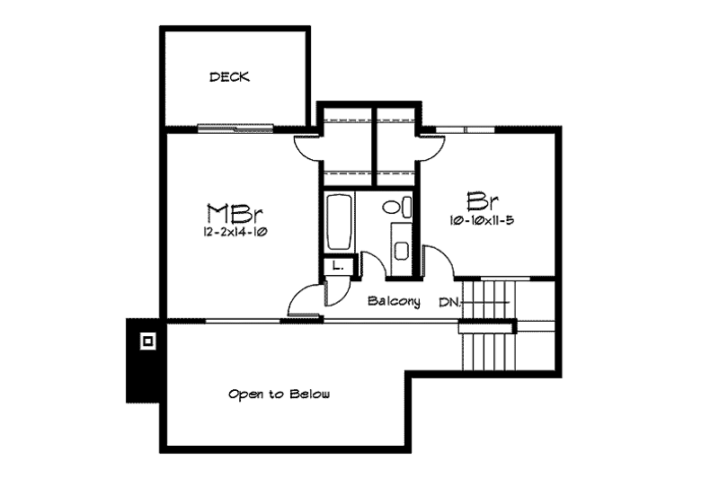 Architectural House Design - Floor Plan - Upper Floor for Contemporary House Plan #57-255 - 2 bed, 1.5 bath