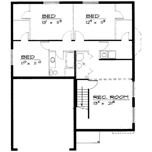 Traditional Floor Plan - Lower Floor Plan #308-136