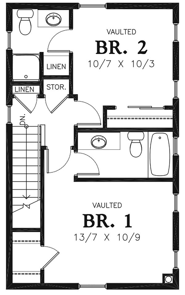 Architectural House Design - Colonial Floor Plan - Upper Floor Plan #48-975