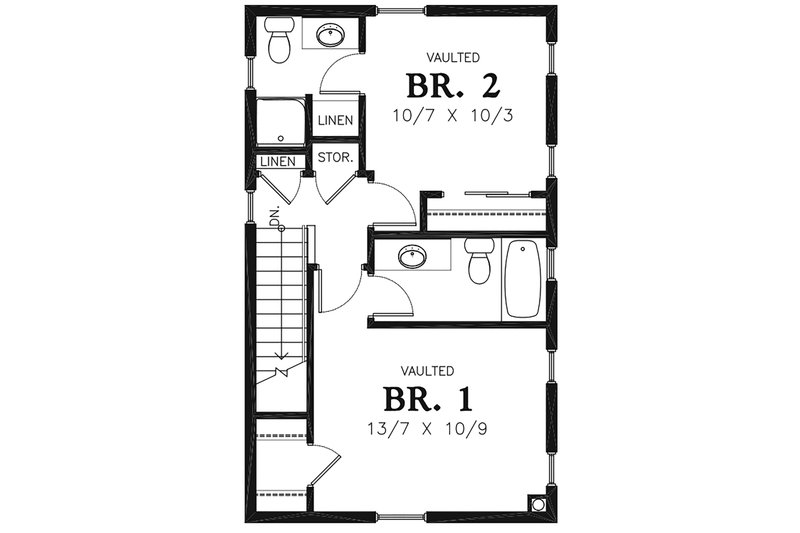 Home Plan - Floor Plan - Upper Floor for Colonial House Plan #48-975 - 2 bed, 2.5 bath