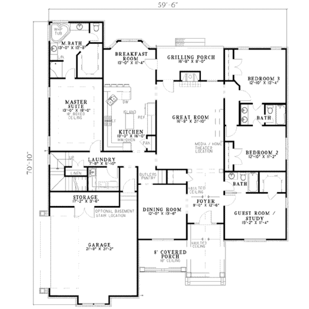 Traditional Style House Plan 5 Beds 4 Baths 2975 Sq/Ft
