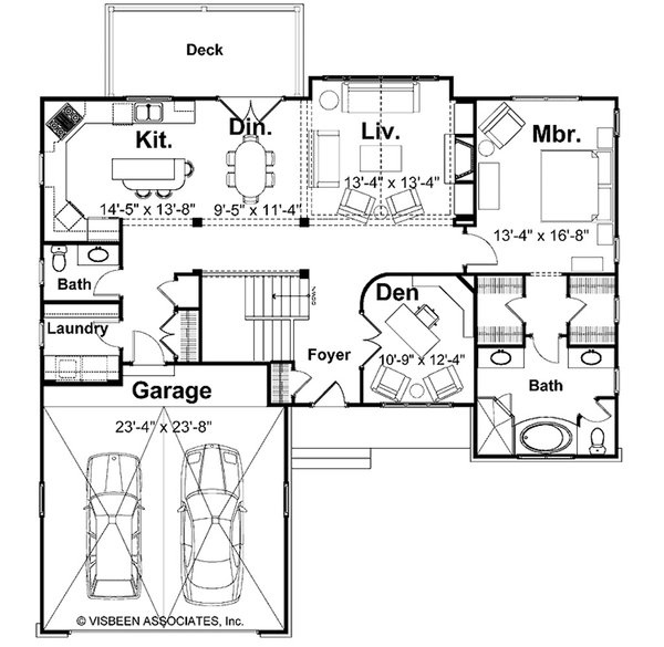 Architectural House Design - Floor Plan - Main Floor for Farmhouse House Plan #928-431 - 3 bed, 2.5 bath