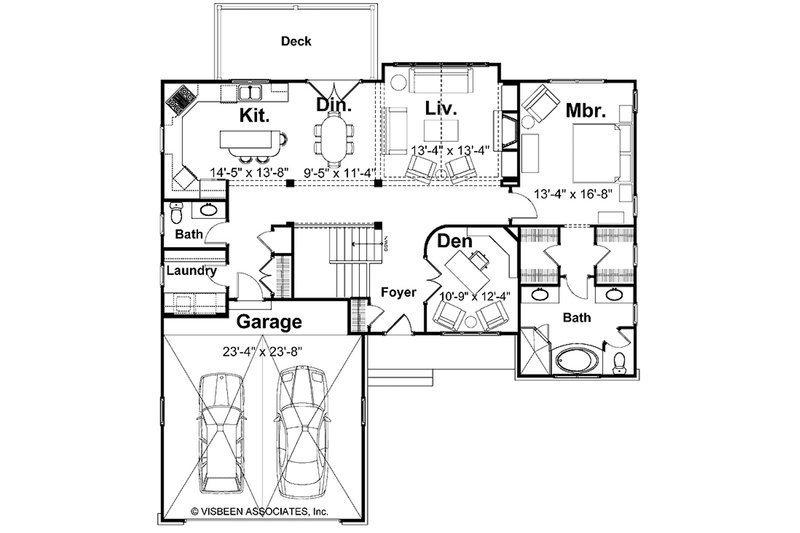 Architectural House Design - Floor Plan - Main Floor for Farmhouse House Plan #928-431 - 3 bed, 2.5 bath