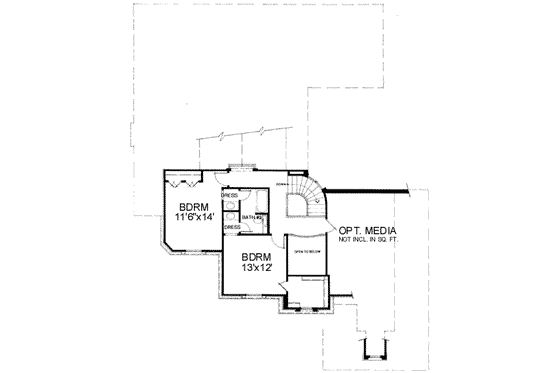 Floor Plan - Upper Floor for European House Plan #141-129 - 3 bed, 3 bath