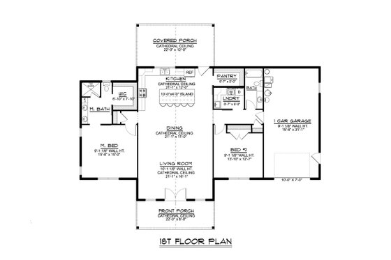 Floor Plan - Main Floor for Barndominium House Plan #1064-267 - 2 bed, 2 bath