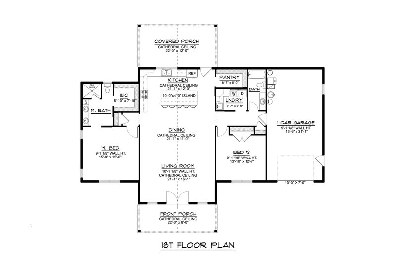 House Plan Design - Floor Plan - Main Floor for Barndominium House Plan #1064-267 - 2 bed, 2 bath