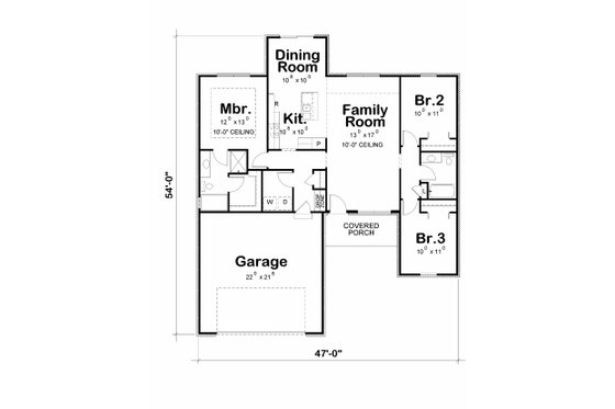 Floor Plan - Main Floor for Traditional House Plan #20-2183 - 3 bed, 2 bath