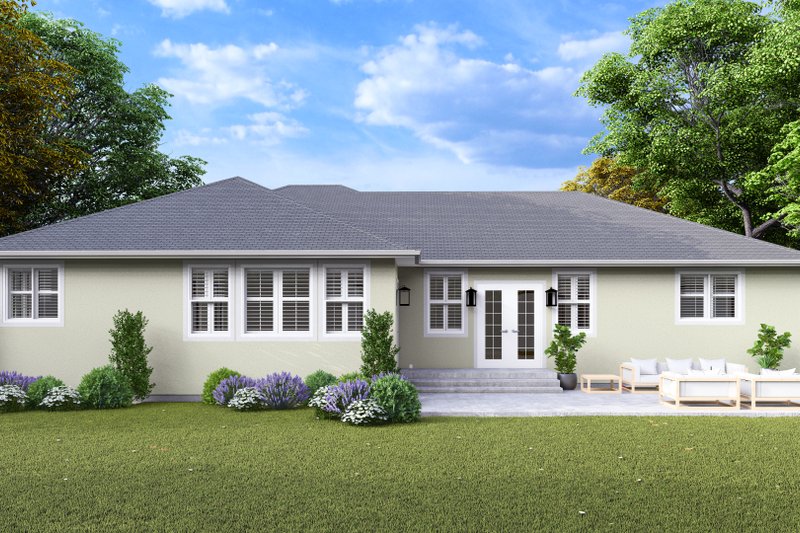 House Design - Exterior - Rear Elevation for Ranch House Plan #1060-280 - 3 bed, 2 bath