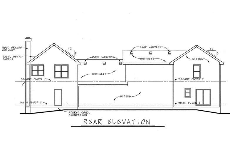 Home Plan - Exterior - Rear Elevation for Cottage House Plan #20-1355 - 3 bed, 2.5 bath