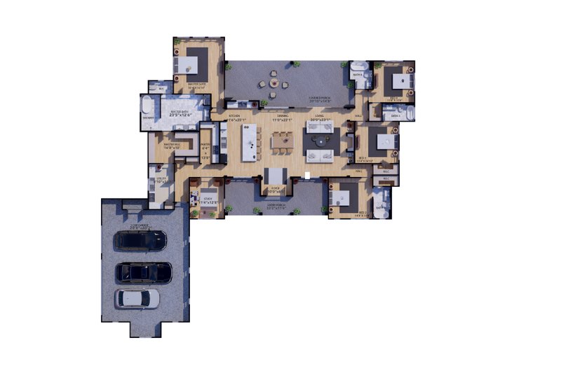 House Plan Design - Floor Plan - Main Floor for Farmhouse House Plan #1110-45 - 4 bed, 4 bath