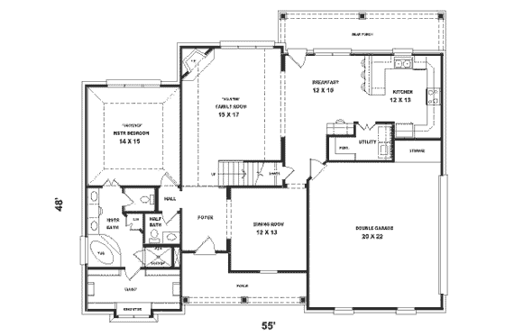Floor Plan - Main Floor for Traditional House Plan #81-232 - 3 bed, 2.5 bath