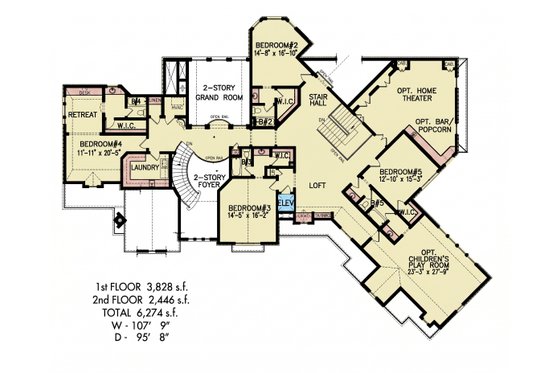 Floor Plan - Upper Floor for Traditional House Plan #54-703 - 3 bed, 2 bath