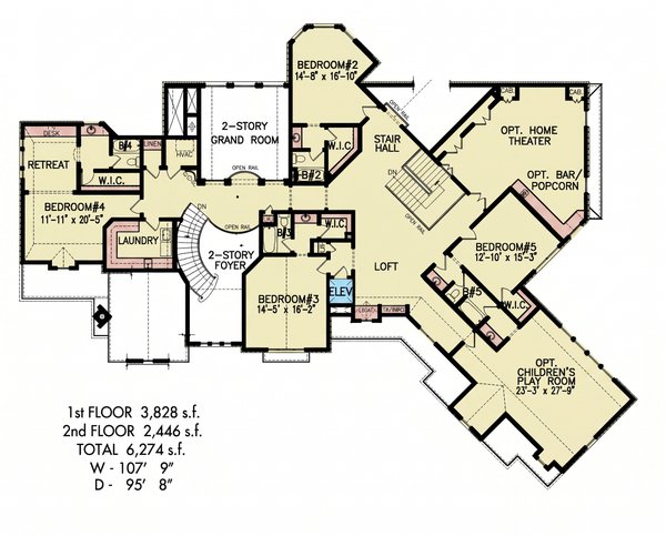 Floor Plan - Upper Floor for Traditional House Plan #54-703 - 3 bed, 2 bath