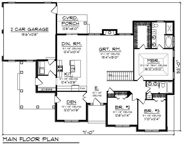 Home Plan - Craftsman Floor Plan - Main Floor Plan #70-1493