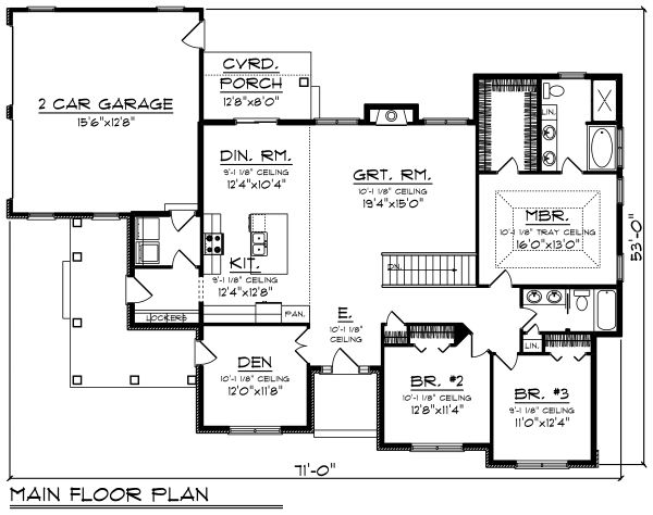 Dream House Plan - Craftsman Floor Plan - Main Floor Plan #70-1493