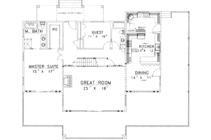 Floor Plan - Main Floor for Modern House Plan #117-455 - 2 bed, 2 bath