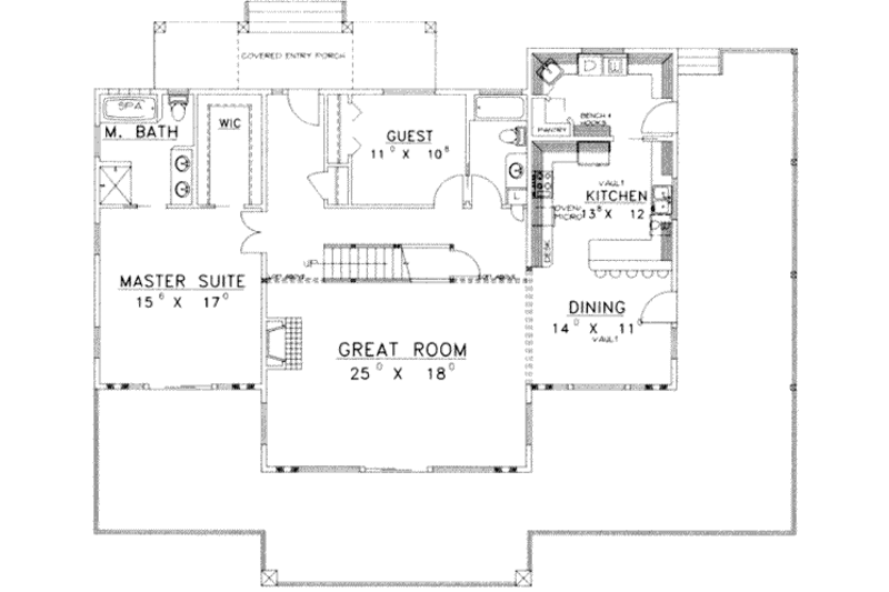 Dream House Plan - Floor Plan - Main Floor for Modern House Plan #117-455 - 2 bed, 2 bath